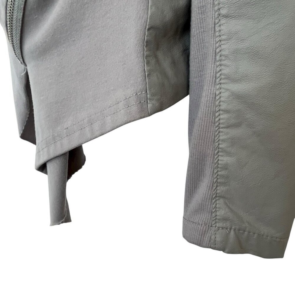 Blank NYC Womens Gray Asymmetrical Full Zip Drape Moto Jacket Faux Leather Small - Picture 12 of 16